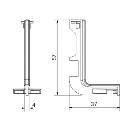 Внутренний угол 90*, ПВХ, для профиль-ручки GOLA, для верхнего ящика, черный