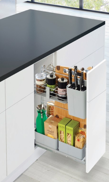 Выдвижная система Кукинг Агент в базу 300мм, 260x489x625мм, нижн. крепл, с довод, титан, Kessebohmer