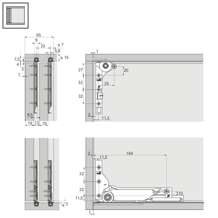 Комплект фурнитуры SlideLine M Silent System, 10 кг