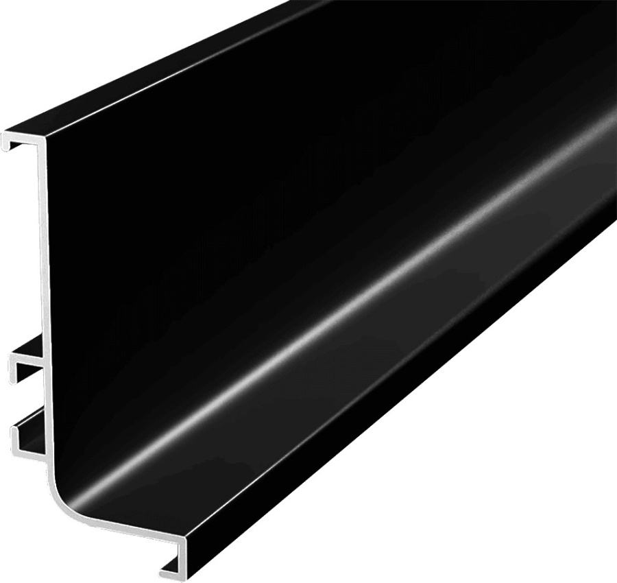 Горизонтальная ручка-профиль L-образная, h=56,6мм, L=5м, черный матовый, AQ