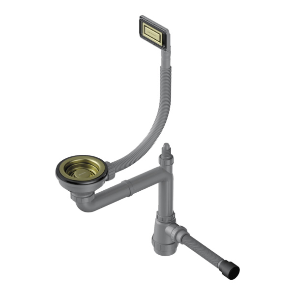 Арматура для одночашевых моек WK-1-UN-LG, универс. прямоуг. перелив, светлое золото