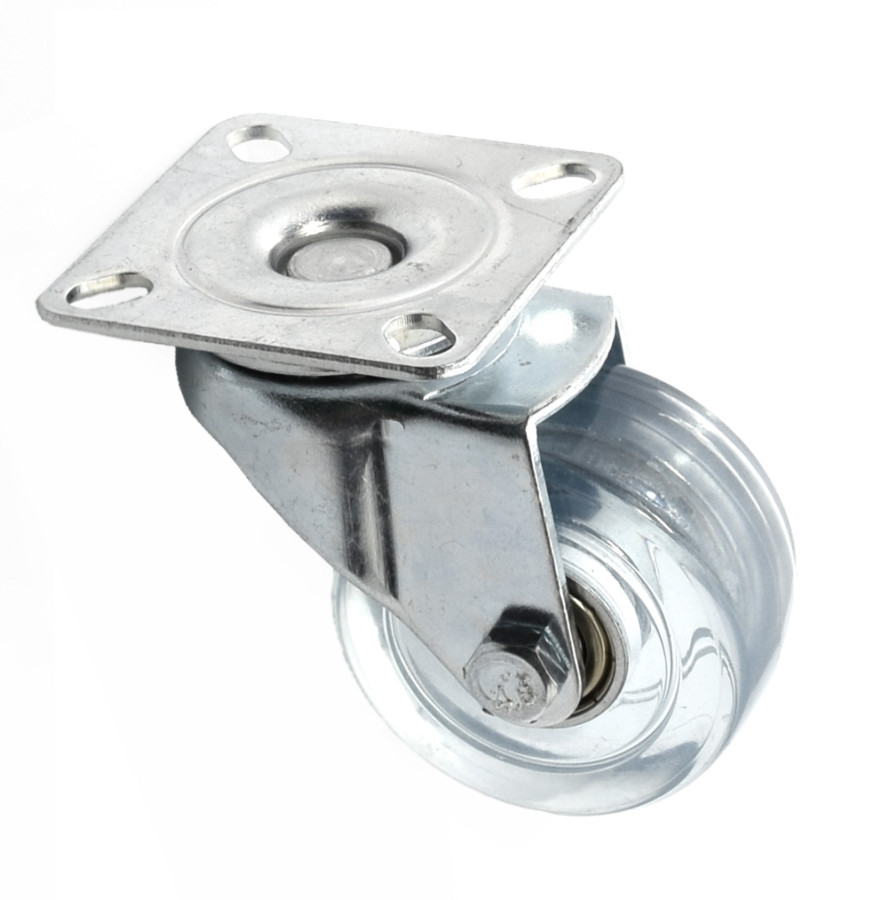 Опора колесная с площадкой, d=50мм, без стопора, прозрачный, до 35кг, h=64мм, CMF/100