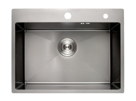 Мойка Онега 60, 600х450х220мм, нержавеющая сталь SUS 304, 2 отверстия, брашированная сталь, HISSEN