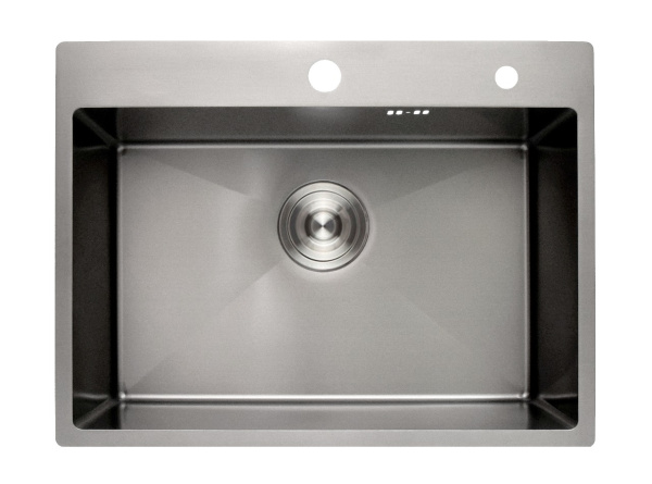 Мойка Онега 60, 600х450х220мм, нержавеющая сталь SUS 304, 2 отверстия, брашированная сталь, HISSEN