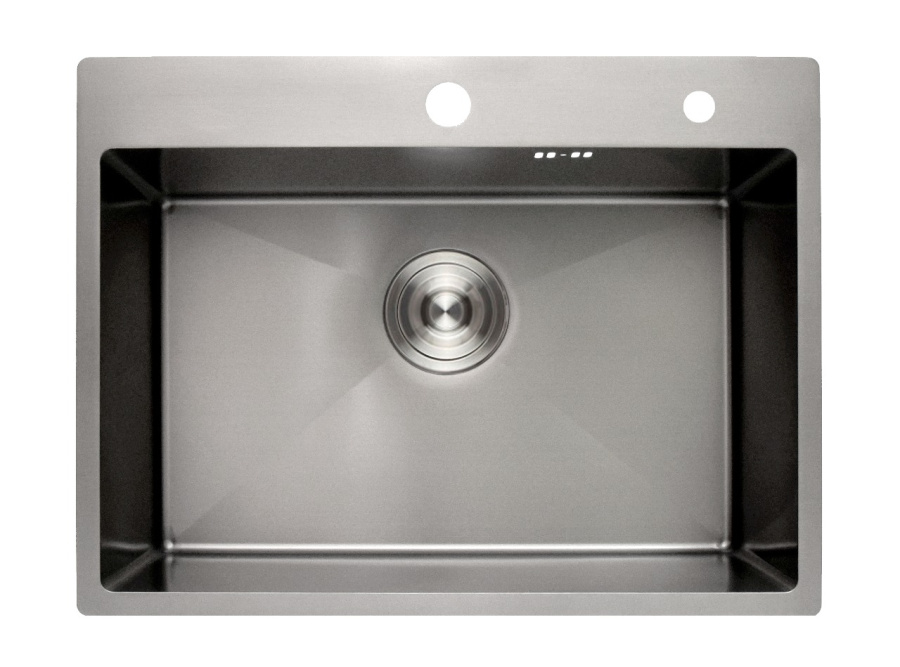 Мойка Онега 60, 600х450х220мм, нержавеющая сталь SUS 304, 2 отверстия, брашированная сталь, HISSEN