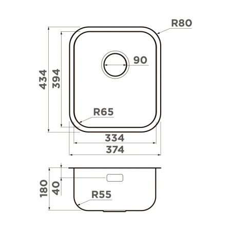 Мойка Omi 38-U/I-IN, нержавеющая сталь, нержавеющая сталь