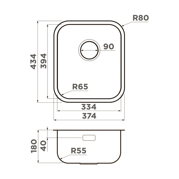 Мойка Omi 38-U/I-IN, нержавеющая сталь, нержавеющая сталь