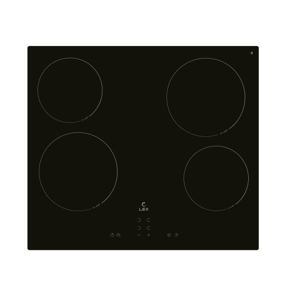 Варочная панель EVH 640B BL, 60см, стеклокерамика, черный матовый, Lex