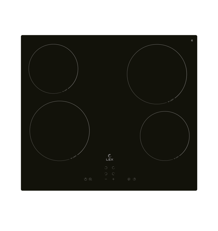 Варочная панель EVH 640B BL, 60см, стеклокерамика, черный матовый, Lex