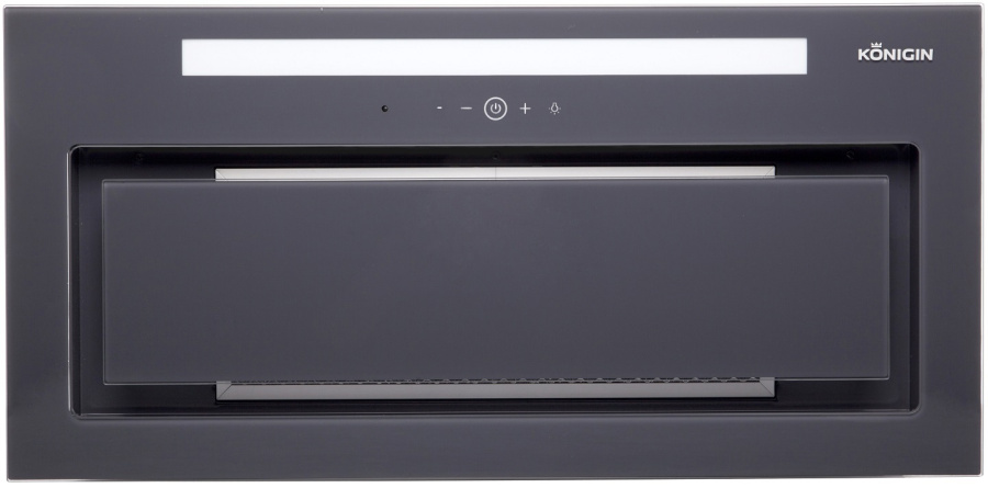 Вытяжка полновстраиваемая Navi Glass, 60см, б/угольного фильтра, графит/стекло графит, ПДУ, Konigin
