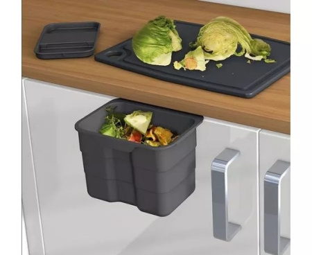 Контейнер для мусора BioBoy c крышкой, 4,2л, 227х172х170 мм, пластик, серый