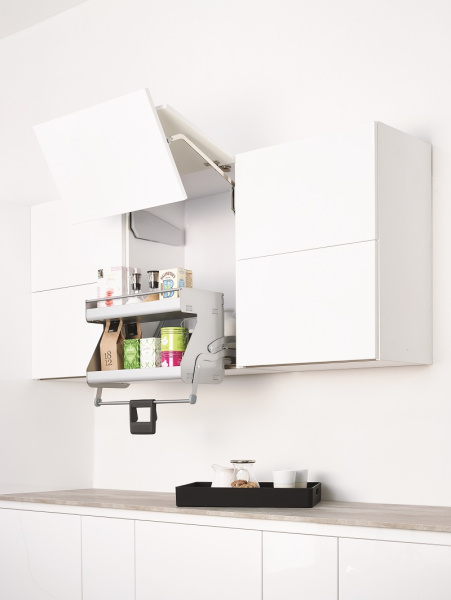 Выдвижная система Ай Мув в базу 600мм, 2 полки, в верхний шкаф, с довод., титан, Kessebohmer