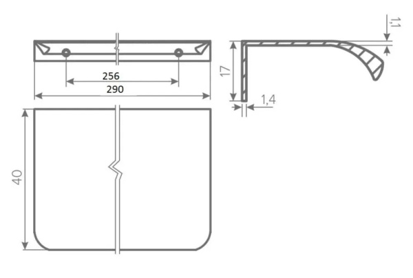 Ручка торцевая, HEXA, 256/290мм, металл, черный матовый, GTV