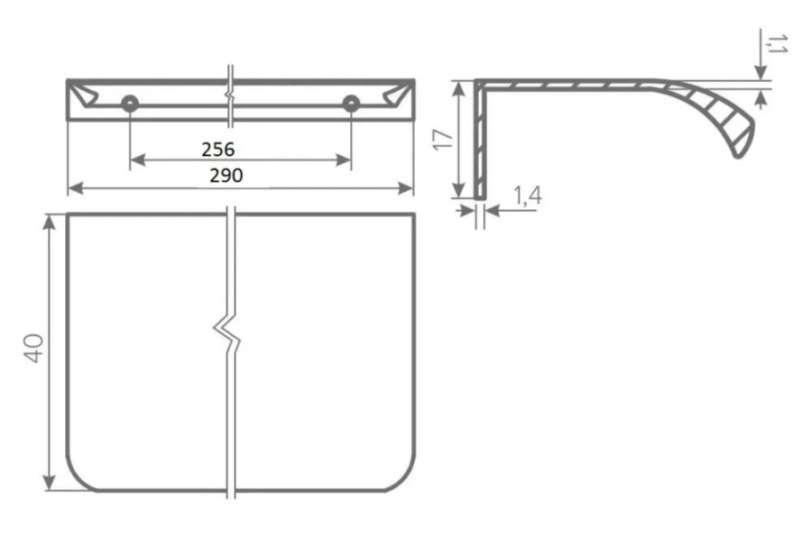 Ручка торцевая, HEXA, 256/290мм, металл, черный матовый, GTV