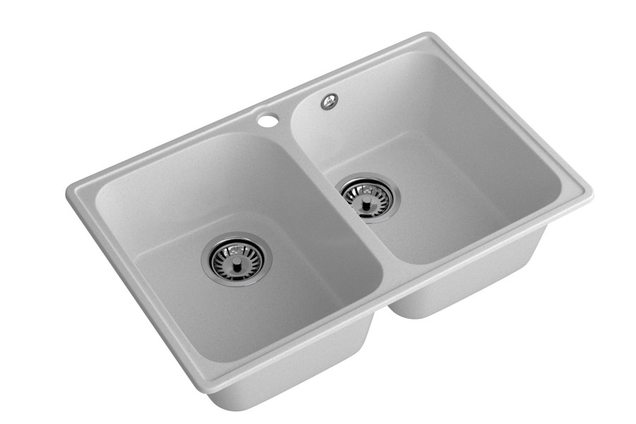 Мойка ЭкоМ 7448-2, 740х480мм, кварц, серый (без сифона)