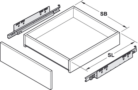 Направляющие скрытого монтажа PUSH TO OPEN, L=300мм, частичное выдвижение, насадной монтаж, Hafele