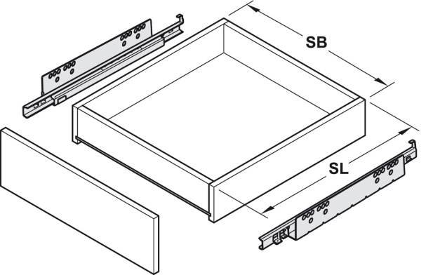 Направляющие скрытого монтажа PUSH TO OPEN, L=300мм, частичное выдвижение, насадной монтаж, Hafele