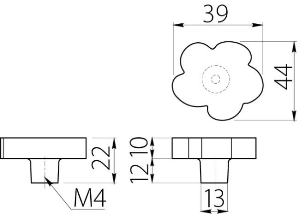 Ручка UM-KID-C, 44х39х22мм, резина, "цветок желтый", GTV