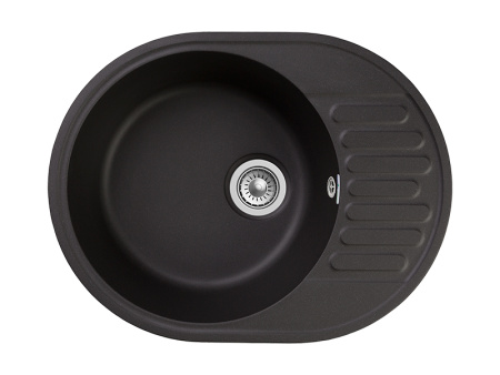 Мойка GranFest QUARZ 58, 617х480 мм, черный (овальная, без сифона)