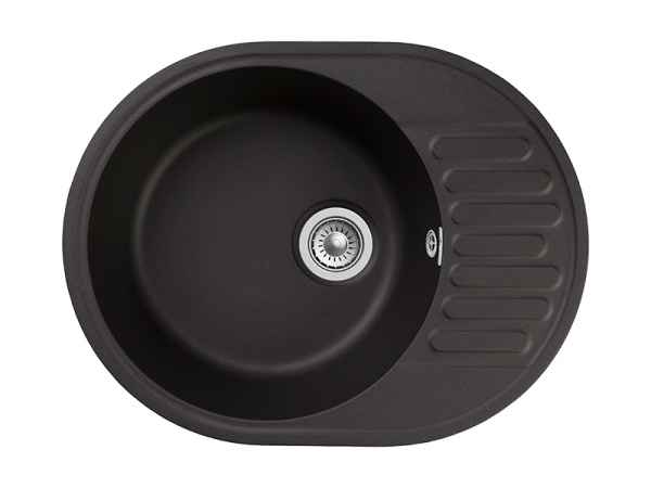Мойка GranFest QUARZ 58, 617х480 мм, черный (овальная, без сифона)