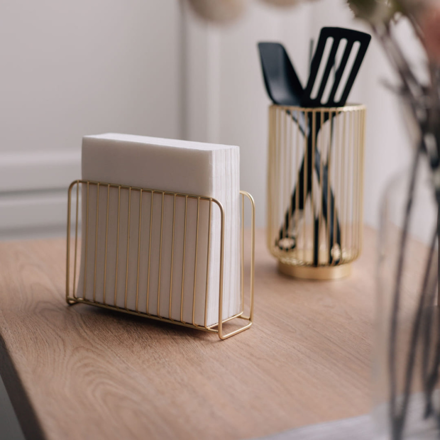 Салфетница, 195х68х133мм, металл, матовое золото