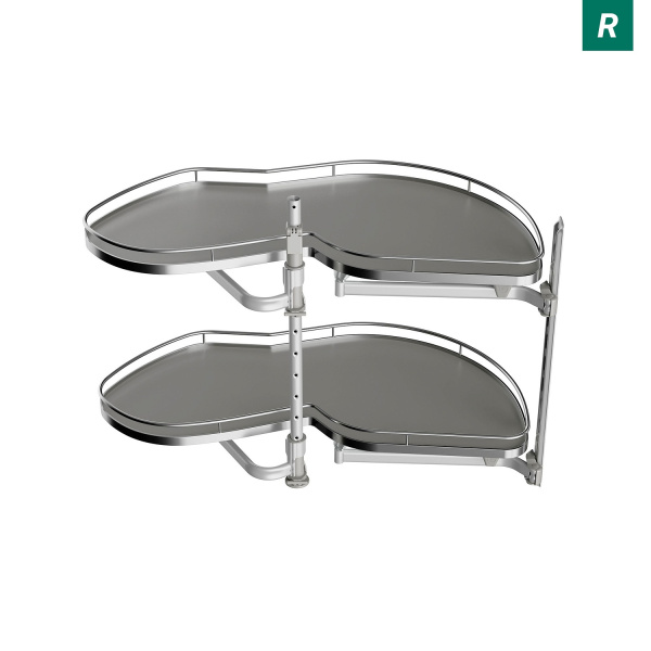 Механизм Леманс 600мм в угловой шкаф, 2 полки, H 720-900мм, правый, хром, Kessebohmer