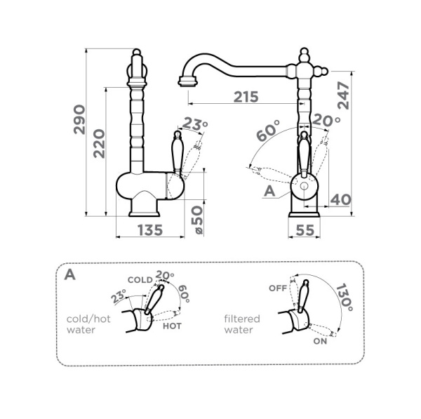 Смеситель Kyoto-2 Plus G, латунь, золото