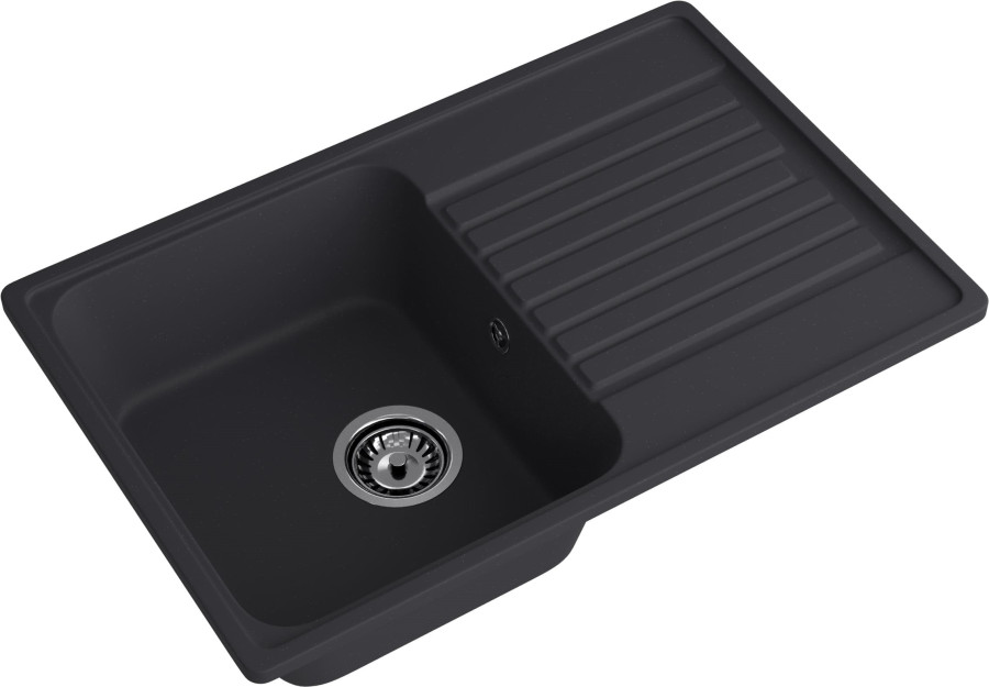 Мойка ЭкоМ 7448, 740х480мм, кварц, черный (без сифона)