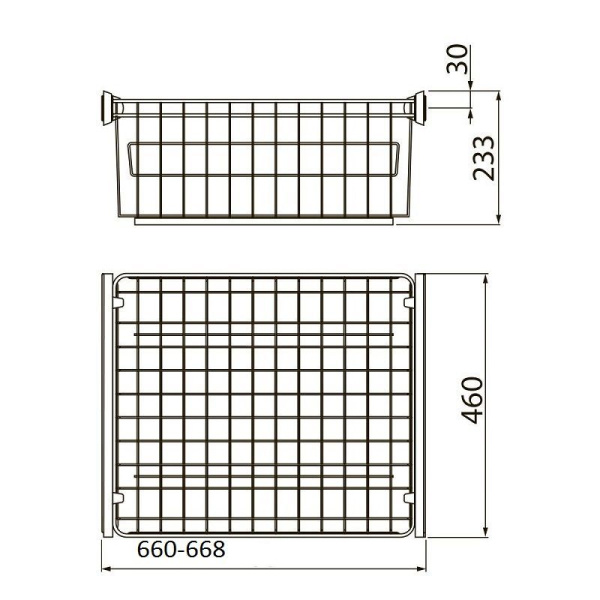 Корзина для белья в шкаф на 700мм, 460х630х233мм, без направляющих, графит