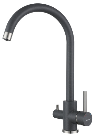 Смеситель GranFest Quarz Z-5420, с краном питьевой воды, темно-серый