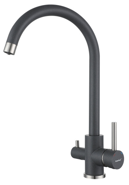 Смеситель GranFest Quarz Z-5420, с краном питьевой воды, темно-серый