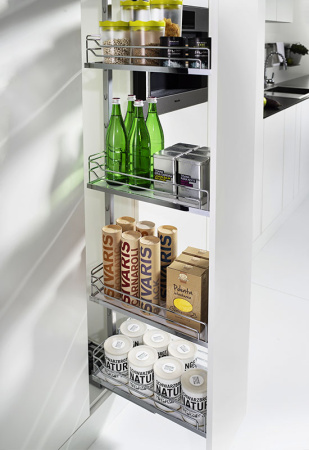 Колонна выкатная Диспенса-Юбокc, 4 корзины, 300х1900-2300мм, полн. выдв, в базу на 300мм, антрацит, Kessebohmer