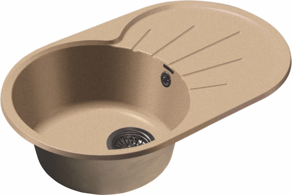 Мойка GranFest RONDO 750L с крылом, 746х455 мм, песочный