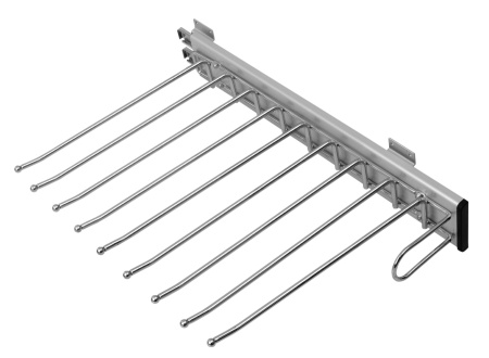 Вешалка для брюк выдвижная, 464х322х105мм, правый крепеж, частичное выдвижение, алюминий/черный