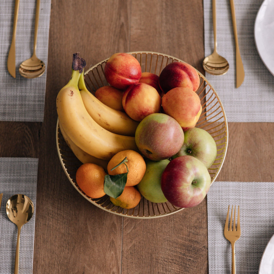 Корзина для фруктов круглая, 285х285х80мм, металл, матовое золото