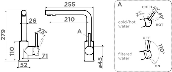 Смеситель Nakagawa 2 Plus-C, латунь, хром