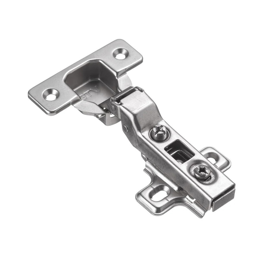 GTV Петля полунакладная, с планкой 0мм, клиповая, без пружины, БЕЗ еврошурупа, 45мм, ЭКОНОМ