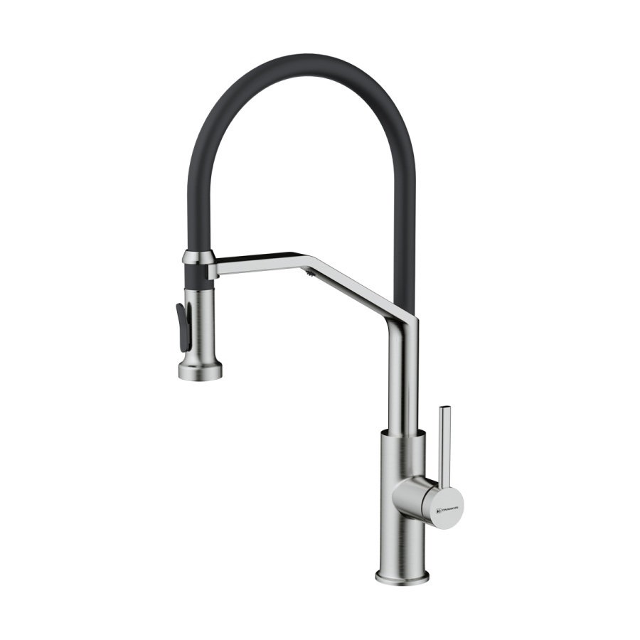 Смеситель Makkari 2 Plus-SB-BN-BL, латунь, нержавеющая сталь/черный