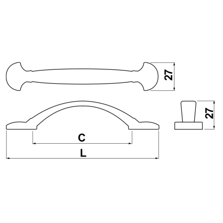 Ручка-скоба, ACERA, 96мм, металл, старое золото
