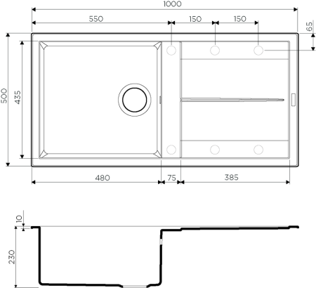 Мойка Sumi 100-WH, Tetogranit/белый 