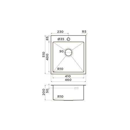 Мойка Akisame 46-GB, нержавеющая сталь, графит