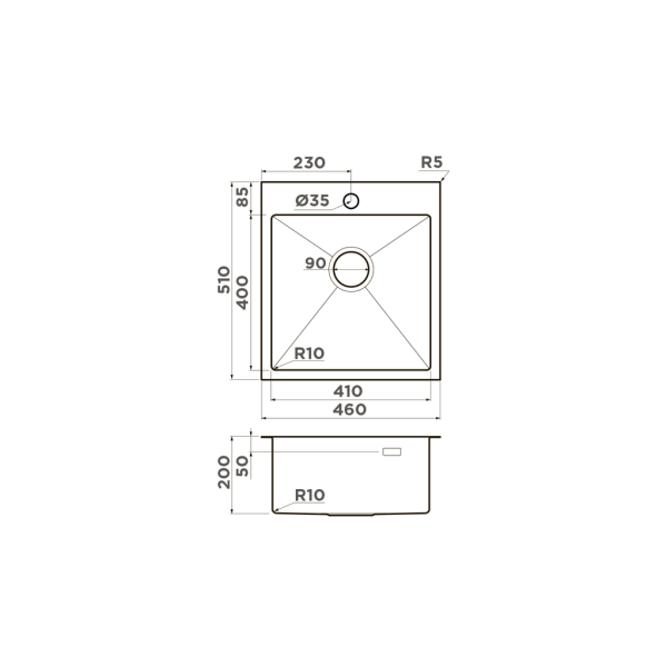 Мойка Akisame 46-GB, нержавеющая сталь, графит