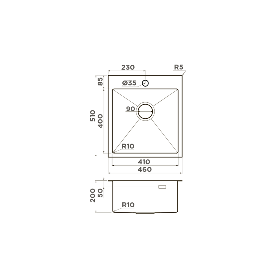 Мойка Akisame 46-GB, нержавеющая сталь, графит