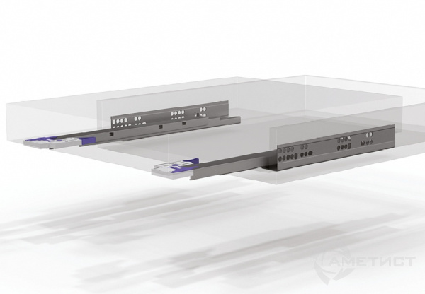 Направляющие скрытого монтажа 300мм, PUSH OPEN, полного выдвижения, без крепления JET