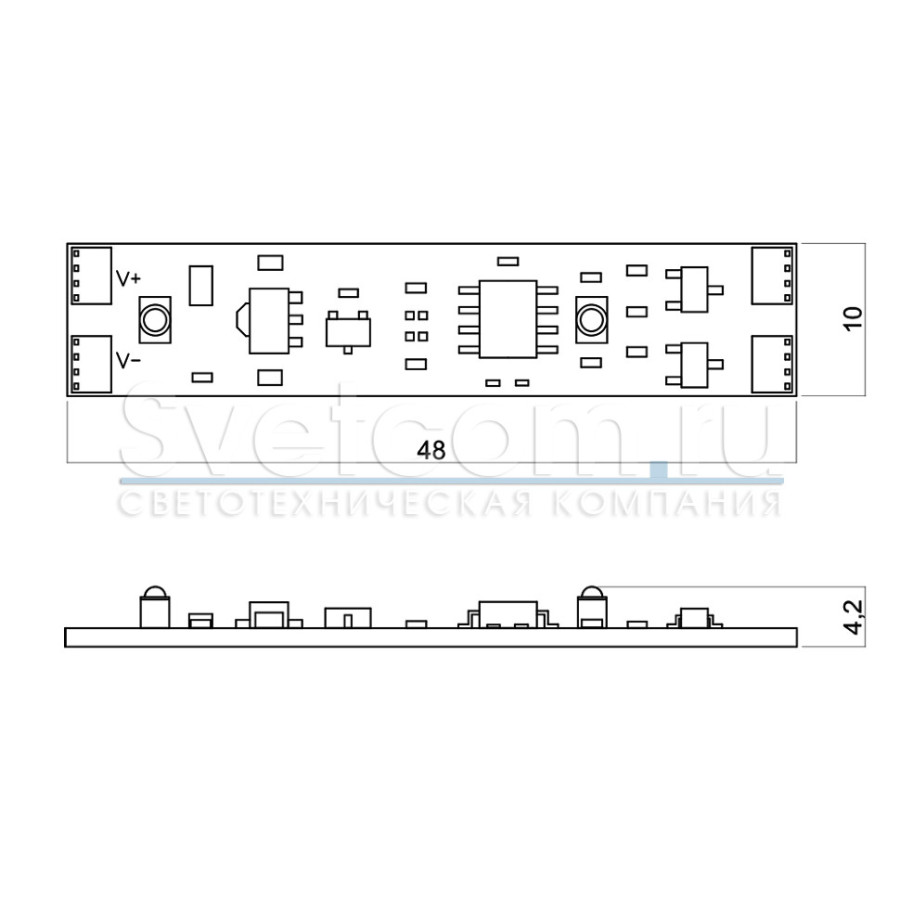Выключатель ИК на взмах, с диммером, 12-24В/60-100Вт, в профиль, 43х10х5мм, SIR-5D