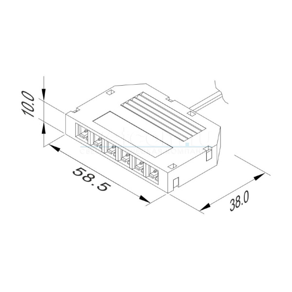 Разветвитель 815 с проводом, 6 гнёзд, L=200мм, 12V/7A, черный