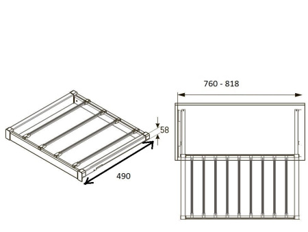 Вешалка для брюк в шкаф на 800мм, 490х725х55, с доводчиком, полное выдвижение, белый, GTV