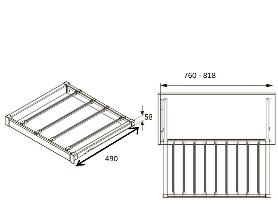 Вешалка для брюк в шкаф на 800мм, 490х725х55, с доводчиком, полное выдвижение, белый, GTV