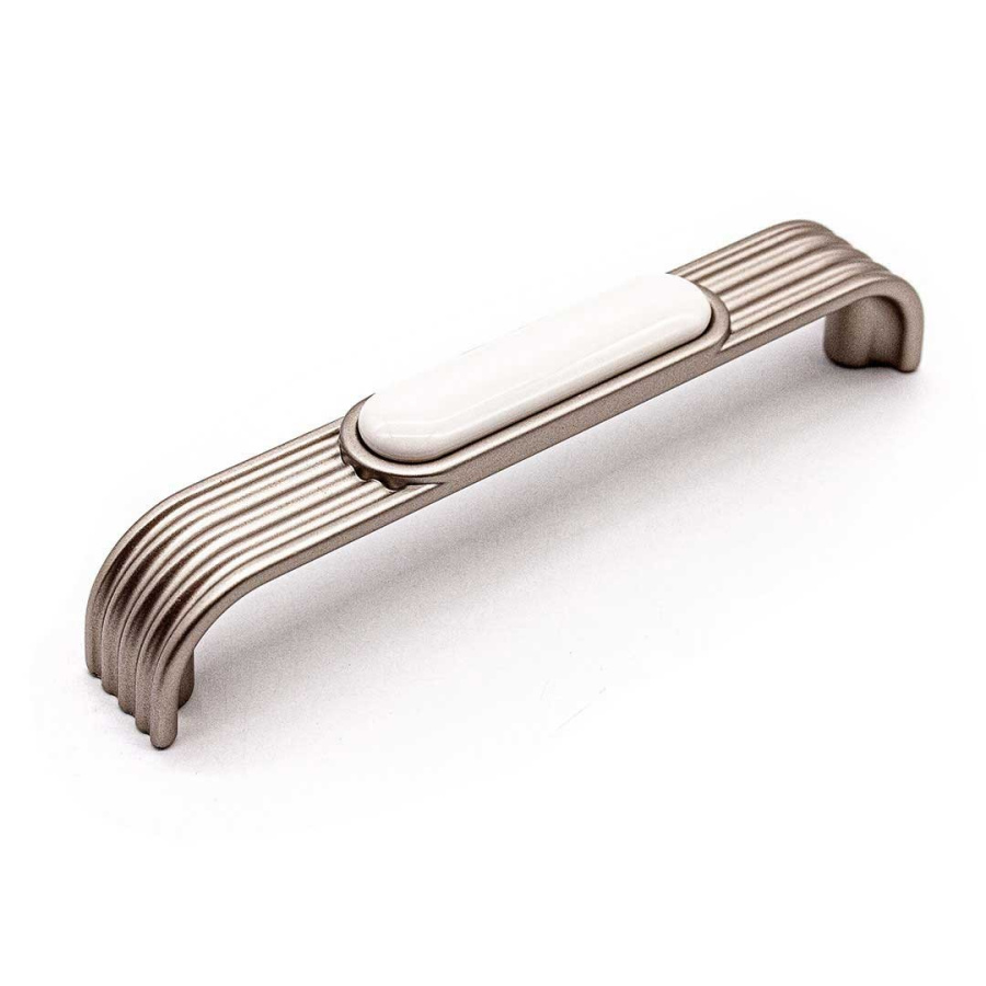 Ручка-скоба, M89.01.00.G6G, 128мм, металл/керамика, платина/молочный, Guisti