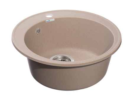 Мойка GranFest QUARZ 08, d=480 мм, песочный (круглая, без сифона)
